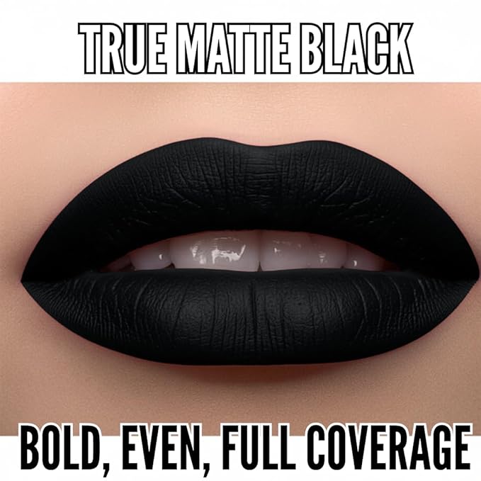 Mynena Matte Liquid Lipstick Black | Long-Lasting Comfort | Smudge-Proof Transfer-Resistant Vegan & Cruelty-Free | Full Coverage Non-Drying True Pigment | All-Day Wear Lip Color | Linda