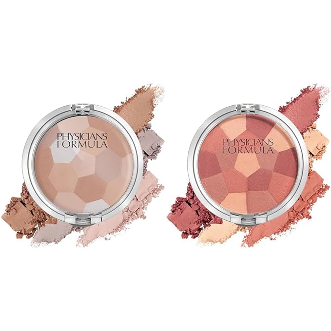 Physicians Formula Multi-Colored Pressed Finishing Powder Palette - Translucent & Blush Powder Blushing Rose, Dermatologist Tested