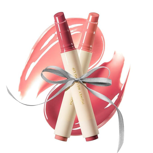 Nature Republic Honey Melting Lip (FIG & BERRY) Duo Set - Moisturizing Tinted Lip Balm, Sheer Tint, Glowy Finish, Stocking Stuffers