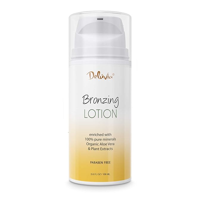 Deluvia Body Shimmer Wash Off Bronzing Lotion, After Sun, Leg Makeup, Illuminating Body Moisturizer, Bronzer for Body and Face. Skincare by Deluvia