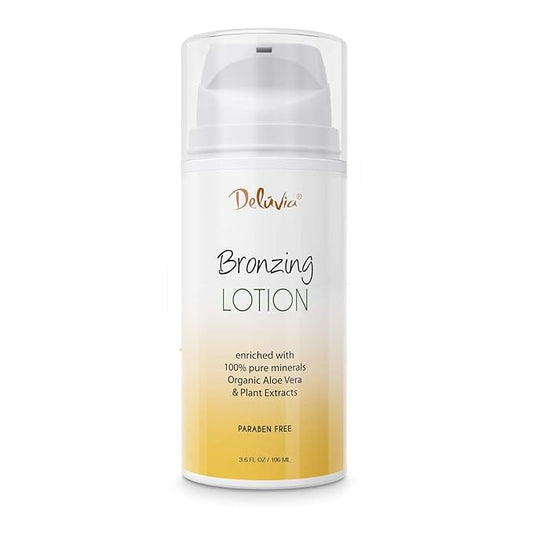Deluvia Body Shimmer Wash Off Bronzing Lotion, After Sun, Leg Makeup, Illuminating Body Moisturizer, Bronzer for Body and Face. Skincare by Deluvia
