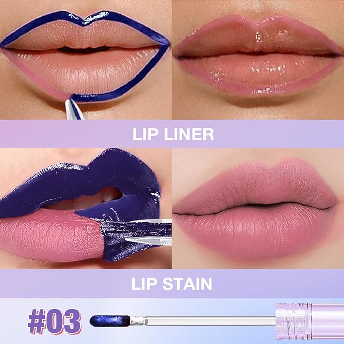 Matte Lip Stain Peel Off Lip liner Tattoo, Peach Pink Liquid Lips Gloss Peel Off Masque, for Women Long Lasting Waterproof Lipstick Lip Tint Stain, Transfer-proof for All Skin Types 03#