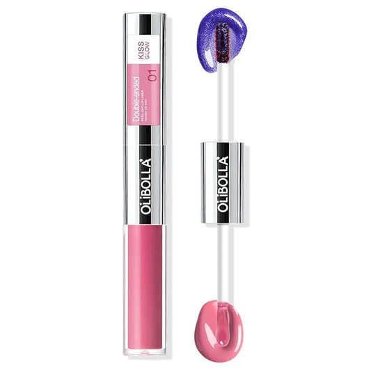 Double-Ended Peel-Off Lip Liner & Gloss Tint – Long-Lasting Hydrating Lip Color, Smudge-Proof & Kiss-Proof Gloss Duo for Plump Shiny Lips (01 Pink Mirage)