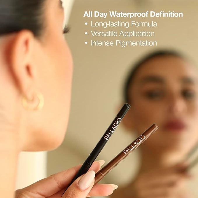 Palladio Retractable Waterproof Eyeliner, Richly Pigmented Color and Creamy, Slip Twist Up Pencil Eye Liner, Smudge Proof Long Lasting Application, All Day Wear, No Sharpener Required, Deep Blue