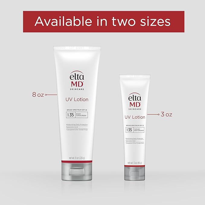 EltaMD UV Lotion Body Sunscreen, SPF 30+ Sunscreen, Body Lotion with SPF Made with Zinc Oxide and Hyaluronic Acid, 8.0 oz Pump