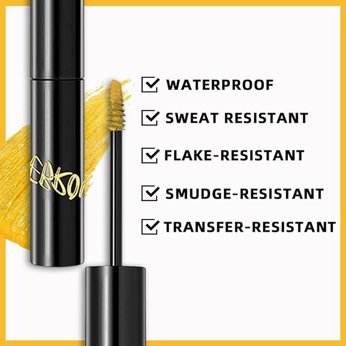 2in1 Semi-Permanent Eyebrow Gel & Lamination Gel, Eeybrow and Lash Gel, Lightweight and Waterproof Tinted Brow Gel For Up To 24HR Hold, Built-In Styling Comb - Clear Eyebrow Gel (02#Yellow)
