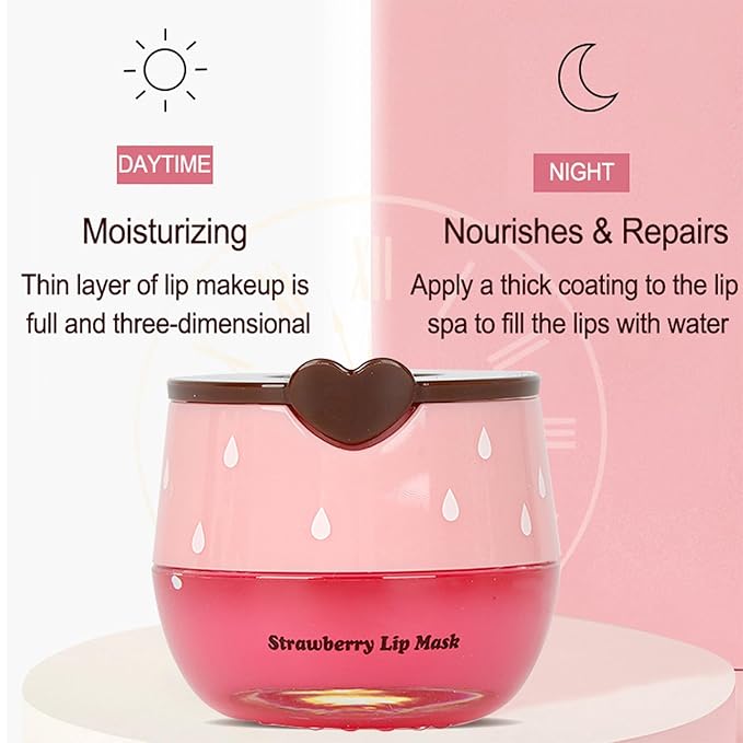 2 PCS Bee Lip Balm Lip Mask Honey Pot, Honey & Strawberry Lip Mask Propolis Moisturizing Lip Balm with Stick - Hydrating Prevention Dry and Cracked Lip Scrubs Exfoliato Lip Wrinkle Care