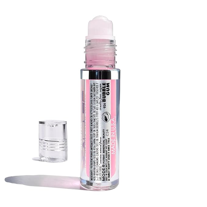 MODE Lip Glaze Flavored Lip Gloss BUBBLE GUM Yummy Flavor Roll On Sweet Wet Deliciously Nourishing Shine, Hydrating Moisturizing Natural Skin Care Fruit Oils, Made in NY USA
