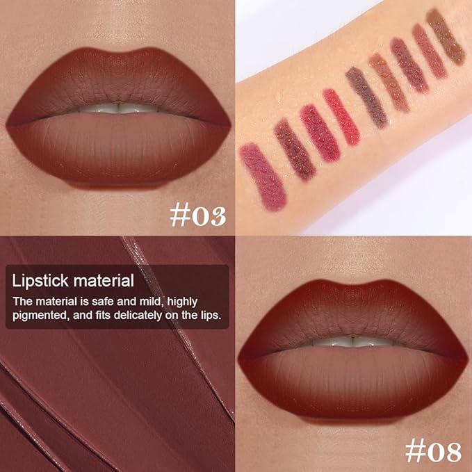 2Pcs Gradient Matte Lipstick Crayon Lip Liner pencil, Flawless Contour Gradual Ombre Effect lip Pencil, for Women Long Lasting Waterproof Smudge Proof Lipstick Pencil 03#+08#