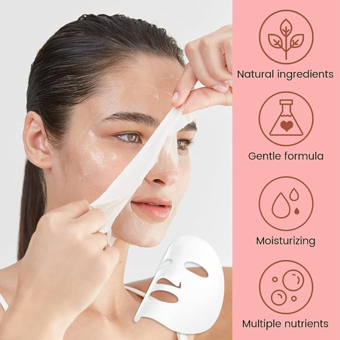 CAKAILA 8 Pack Strawberry Face Mask,Pink Face Masks Skincare Spa Day Kit Supplies,Spa Party Favors for Women,Sheet Facial Mask Skincare Gifts Set,Moisturize Soothe for All Skin Types