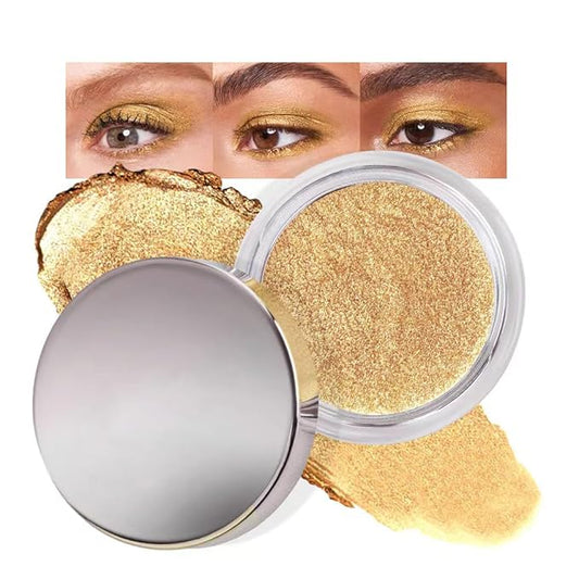 Cream Glitter Golden Yellow Shimmer Metallic Eyeshadow Palette Makeup, Natural Single Mini Instant Holographic Eyeshadow For Women, Sombras Crema Para Ojos, Talc, Paraben&Cruelty Free