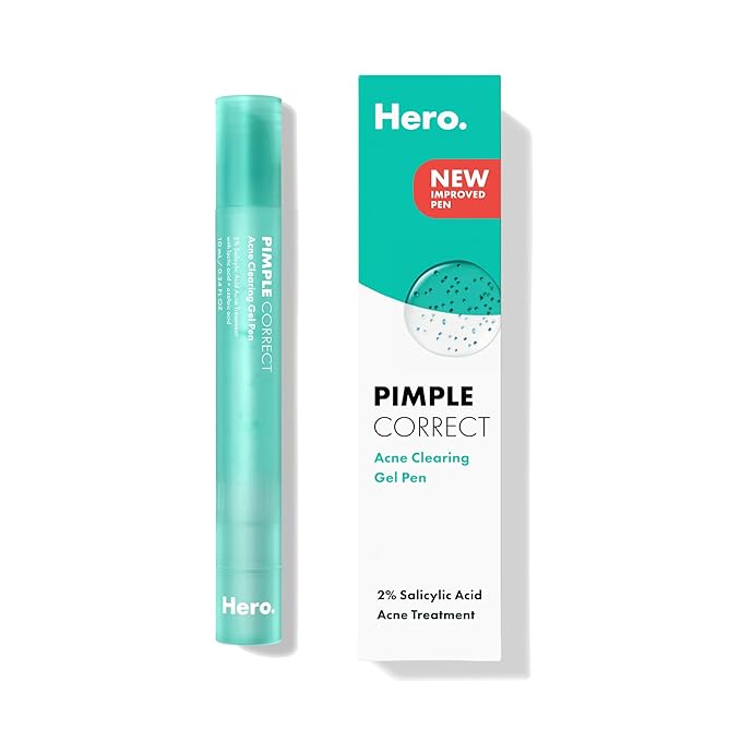 Hero Cosmetics Pimple Correct Acne Clearing Gel Pen - Maximum Strength 2% Salicylic Acid, Derm-Tested Formula for Current and Future Zits (1 Count)
