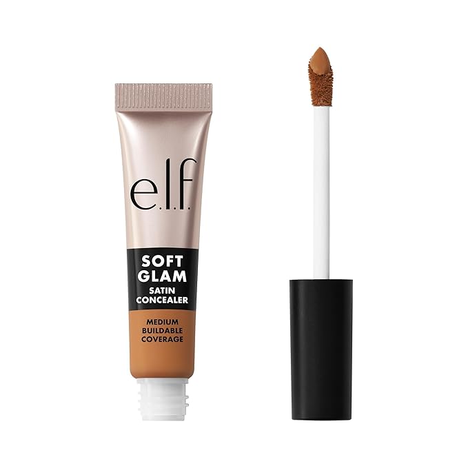 e.l.f. Soft Glam Satin Concealer, Medium Coverage For Blemishes & Under-Eye, Crease-Resistant, Long Lasting, Vegan & Cruelty-Free, 45 Tan Warm