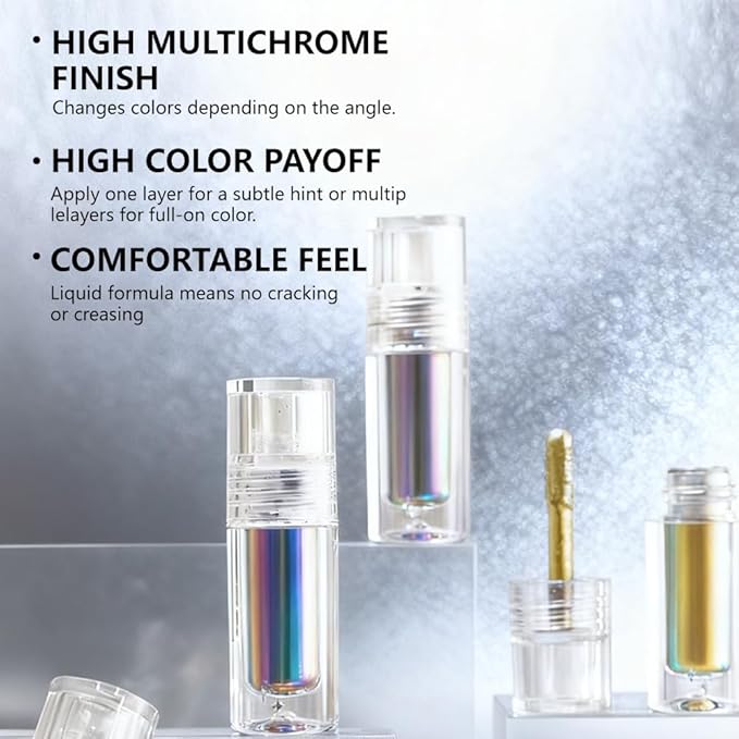evpct Yellow Green Duochrome Chameleon Liquid Eyeshadow, Multichrome Metallic Glitter Liquid Eye Shadow Makeup for Women, Waterproof Multi Color Shifting High Pigment Holographic Iridescent Eyeshadow