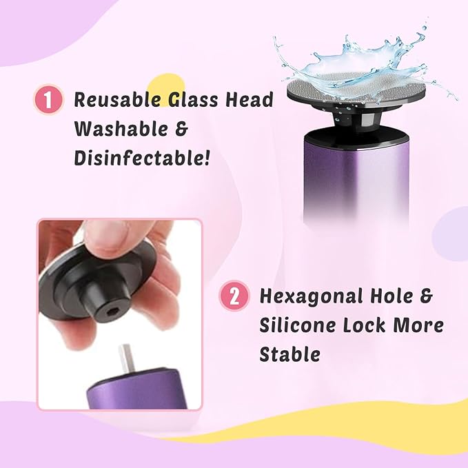 Dolcevitae Electric Foot Callus Remover - 9-Speed with Glass Crystal Grinding Disc & Storage Box, 80/120 Grit Sandpapers (20pcs), 10 Nail Heads, Type-C Fast Charge for Dead Skin