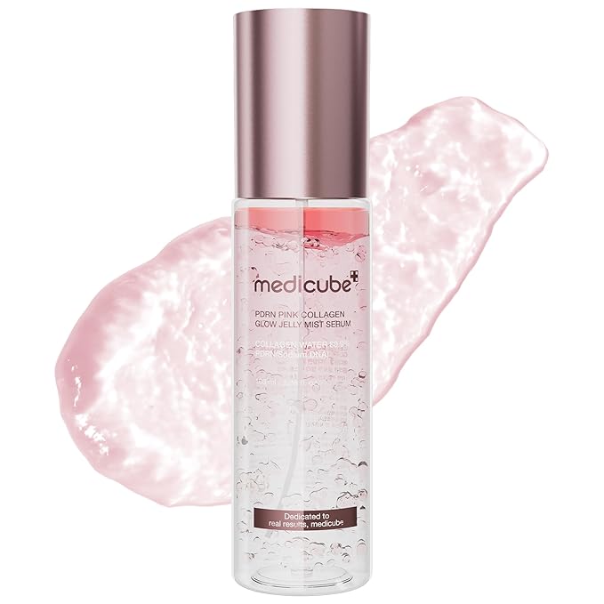 medicube Pink PDRN Collagen Glow Jelly Mist Serum | Dual-Texture Mist Serum with Niacinamide, Glutathione, Ceramide & Hyaluronic Acid | Lightweight for Deep Hydration, Radiance & Plump-Looking Skin
