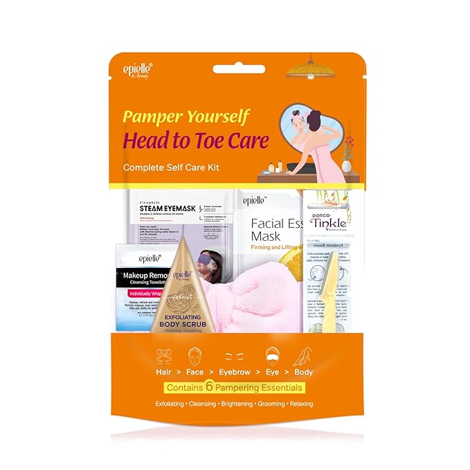 Epielle Pamper Yourself Head to Toe Care Kit, 6 Home Spa Essentials, At-Home Spa Kit for Radiant Skin, Self Care Gifts for Women, Korean Skin Care Set, Stocking Stuffers