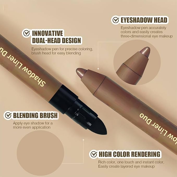 Mitlume Perfect Color Duo-Shadow Liner 2-in-1 Eyeliner & Eyeshadow,Chiura Plum Eyeshadow Stick,Waterproof Smudge-Proof Long-Lasting Makeup, Effortless Smoky or Natural Eye Makeup,Easy to Color(01)