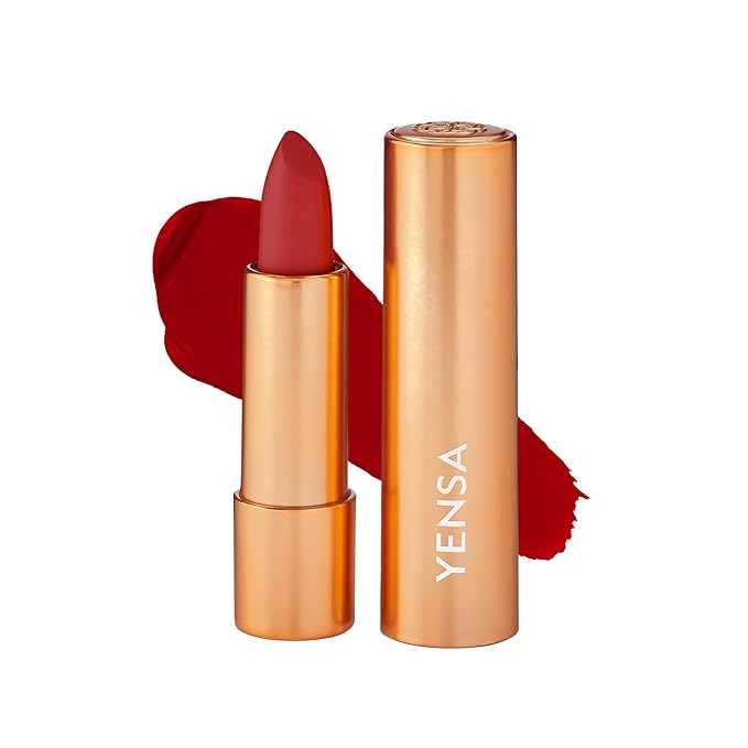 YENSA Vibrant Silk Hydrating Lip Stick - Long Lasting Lipstick with Hyaluronic Acid, Vitamin E & Super Oils - High Pigment Color & Semi Glossy Finish - Moisturizing Formula - Infinity (0.12 oz)