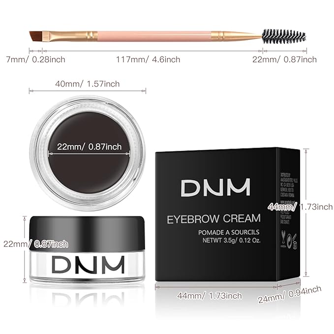 BEFIVECOK Eyebrow Pomade Kit with Dual-ended Eyebrow Brush, Water and Stain Resistant High Pigment Pomade, Corrects Brow Imperfections for Natural Long-lasting Brow Makeup (01# Ebony)