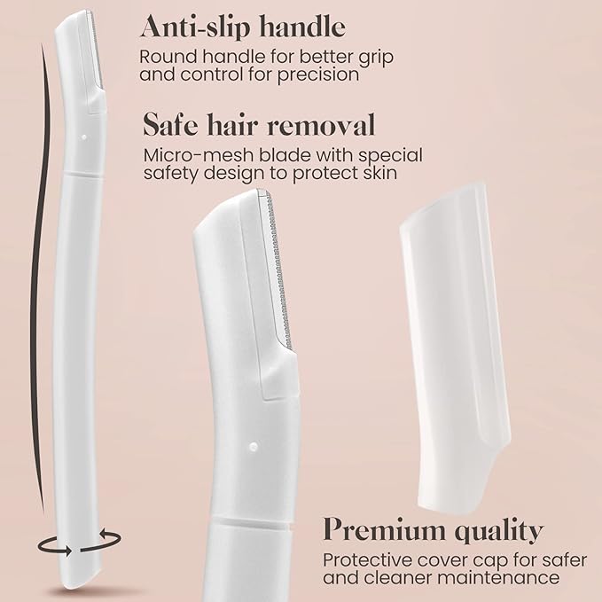 Sunuly Eyebrow Razor, Dermaplane Face Razors for Women Facial Hair, Eyebrow Shaver(8 Count), Peach Fuzz Removal, Dermaplaner to Exfoliate and Refresh the Skin (White, Black)