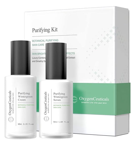 OxygenCeuticals Purifying Kit – Two-Step Acne Treatment Kit, Serum & Moisturizer with Centella & Wintergreen Extract for Acne & Blemish Control