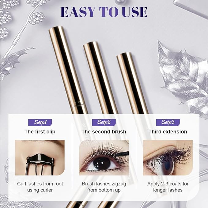 Ultra-Fine Lengthening Waterproof Quick-Dry Mascara, Black Mascara for Fine Short Lash Older Women Mulit-layered Lashes,Ultimate Length Volumizing Lower Bottom Lashes Mascaras (Black) (Black)