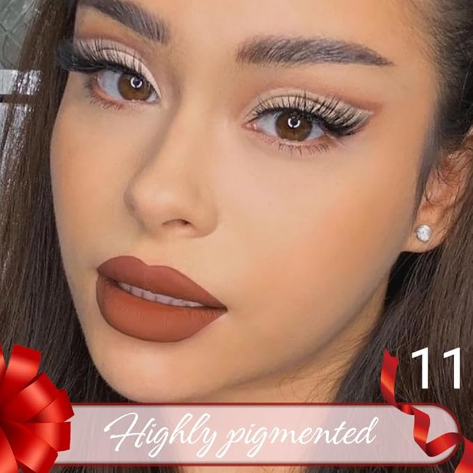 Nude Brown Matte Lip Liner Crayon with Sharpener - Waterproof Smudgeproof Long-Wear Lip Pencil, Creamy Pigmented Lip Crayon for Women, 12HR Stay Silky Velvet Lip Liner 11#