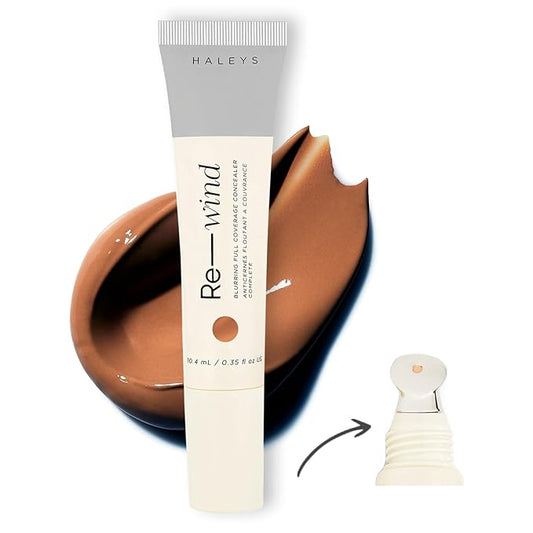 HALEYS Re-wind Full Coverage Brightening Concealer, Color Correcting Eye Concealer for Dark Circles, Fine Lines & Redness, Longwear, Non-Caking, Soft-Matte Finish, Blurring Concealers for Women