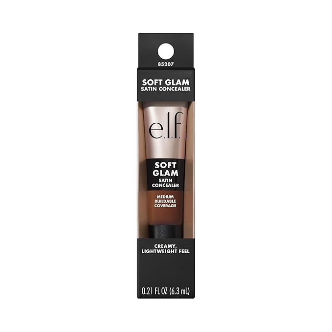 e.l.f. Soft Glam Satin Concealer, Medium Coverage For Blemishes & Under-Eye, Crease-Resistant, Long Lasting, Vegan & Cruelty-Free, 62 Rich Warm