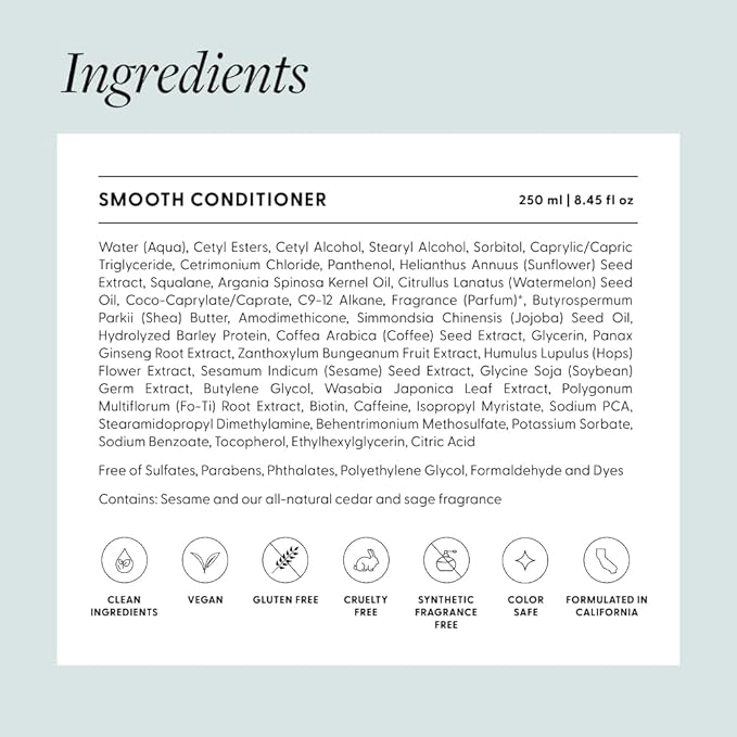 Arey Smooth Conditioner | Reduce Signs of Aging Hair | Retains Moisture & Promotes Smoothness for Fine to Medium Hair | Pair with Wash Shampoo | Vegan, Gluten-Free, & Cruelty-Free (8.45 Fl Oz)