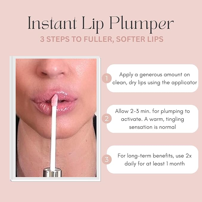 Instant Lip Plumper, Hydrating Lip Serum with Hyaluronic Acid, Guarana & Horse Chestnut Extract, Non-Sticky Moisturizing Lip Plumping Glossm, Anti-Aging Lip Care, 5ml