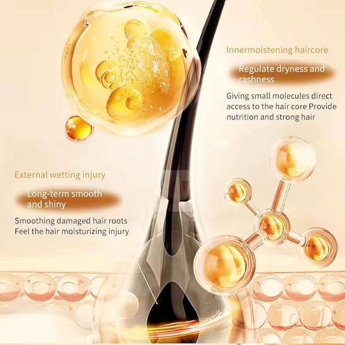 ysnstyle 5pcs Hair Essence Polish Oil, Anti-Frizz Curly Dry Hair, Luster Enhancing, Long-Lasting Fragrance, Nourishing Hair repair Treatment Serum for Smooth Shiny Hair, Travel Size 6ml/1packet