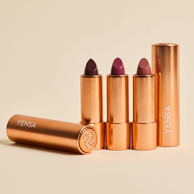 YENSA Vibrant Silk Hydrating Lip Stick - Long Lasting Lipstick with Hyaluronic Acid, Vitamin E & Super Oils - High Pigment Color & Semi Glossy Finish - Moisturizing Formula - Captivate (0.12 oz)