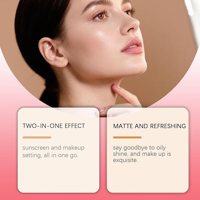 Lyjinbc Mineral Sunscreen Setting Powder, SPF 50 Transparent Brush Powder, Long-Lasting,Lightweight Breathable, Oil Control Natural Matte, Suitable for Face, Scalp & Hair