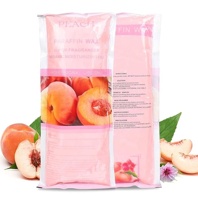 Paraffin Wax Refills, 12 Pack Peach Scented Paraffin Wax Beads Blocks for Paraffin Bath, Paraffin Wax Machine Refills for Hand Feet Dry Skin,Rrelieves muscle fatigue, HLead Hydration and nourish