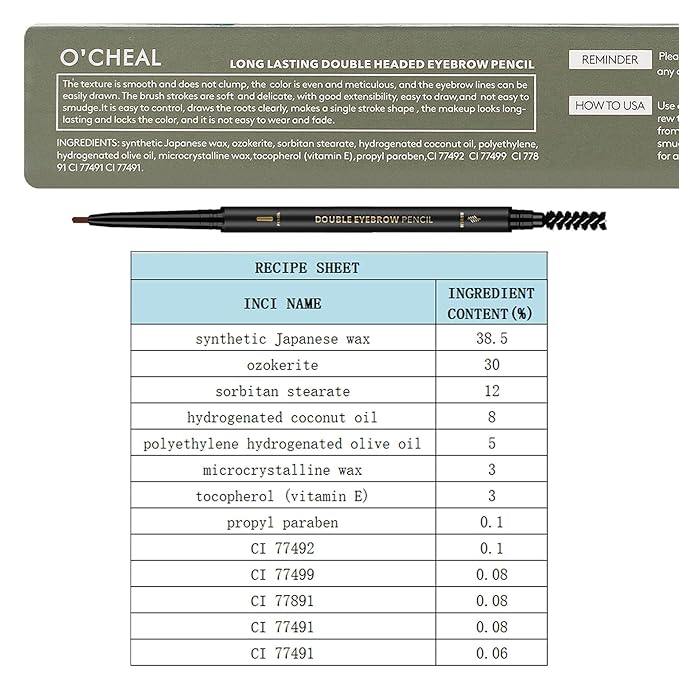 Waterproof Eyebrow Pencil Dark Brown, Premium Triangular Tip Eye brow Pencil Brn with Spoolie Brush, Longwearing for Perfect Brows, Professional, Precision, Benefit Eyebrow Pencil, O'CHEAL