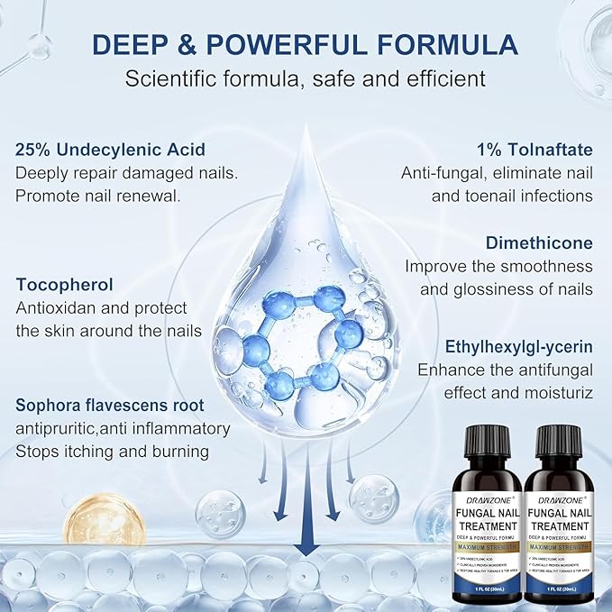 Toenail Fungus Treatment Extra Strength with 25% Undecylenic Acid, Ingrown toenail treatment, nail repair, Fungus nail treatment, yellow toenail, Damaged Nails foot fungus treatment extra strength