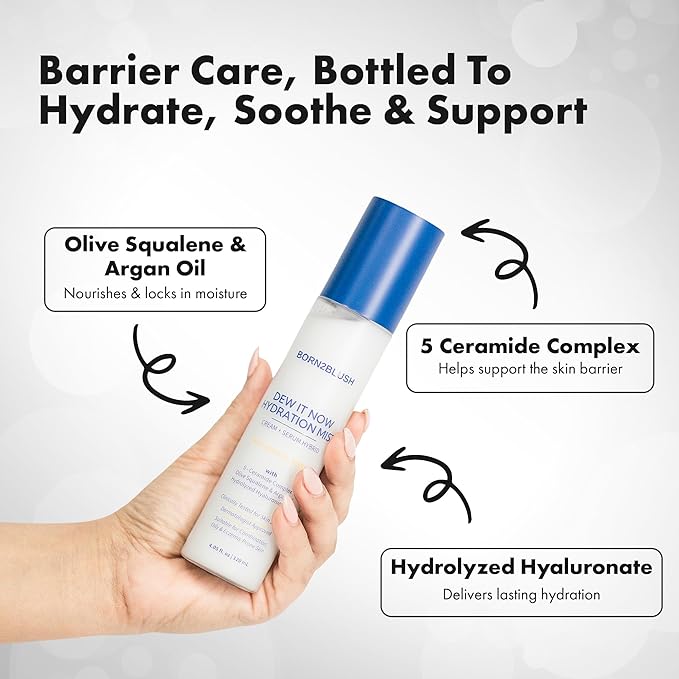 Dew It Now Hydration Mist | Hydrating Face Mist Toner Spray with 5-Ceramide Complex, Argan Oil & Squalane | Lightweight Barrier Repair Mist for Dewy, Glowy Skin | Sensitive Skin Safe | 120ml