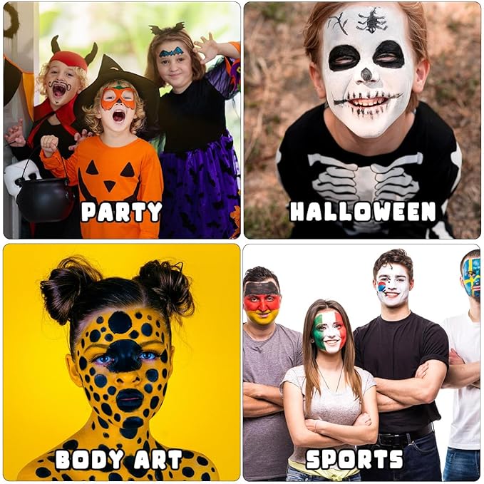 Bowitzki Face and Body Paint 2oz Cream Makeup 60ml Water Based Face Painting Special Effects For Adults Children Kids Halloween Christmas Party Stage Cosplay (Grey)