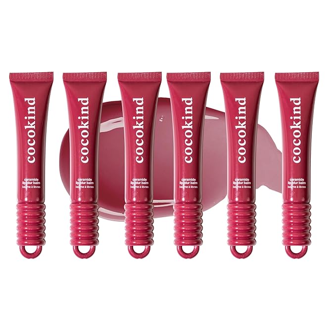 Cocokind Ceramide Lip Blur Balm, Be Bold - Burgundy Hydrating Lip Balm with Ceramides & Peptides, Made for Sensitive Skin & Lips, Unflavored & Fragrance-Free - 6 pack