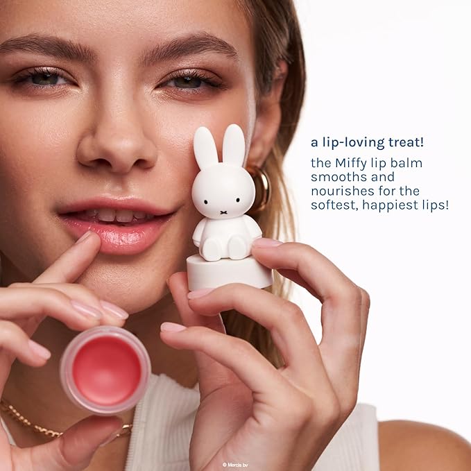 The Crème Shop Miffy Tinted Lip Balm with adorable Miffy cap, with Hyaluronic Acid and Murumuru to moisturize, soften and visibly improve chapped or dry lips - Rare Rose