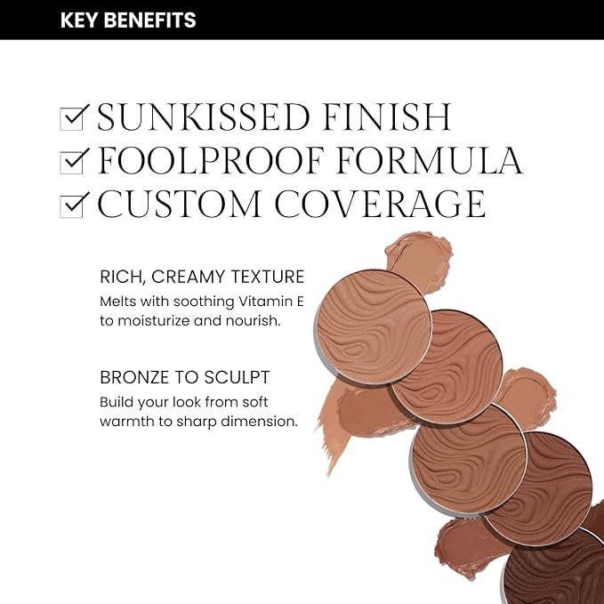 OFIR Geo Sculpt Blendable Cream Bronzer | Buildable Radiant Finish with Vitamin E | Vegan & Cruelty Free Makeup Bronzer | Sun Kissed Glow Compact For Sculpting Cheekbones |Bluff - Light Brown, 0.24 oz