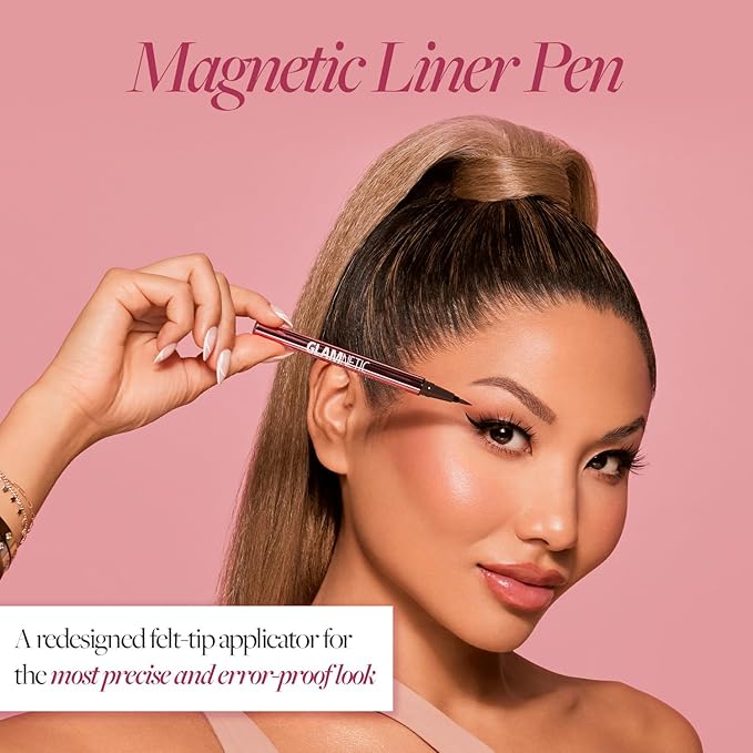Glamnetic Felt Tip Magnetic Eyeliner Pen - Brown 0.025 fl oz | Brown Smudgeproof & Waterproof Eyeliner Pen, All-Day Hold for Magnetic Eyelashes, Quick-Drying, Paraben-Free
