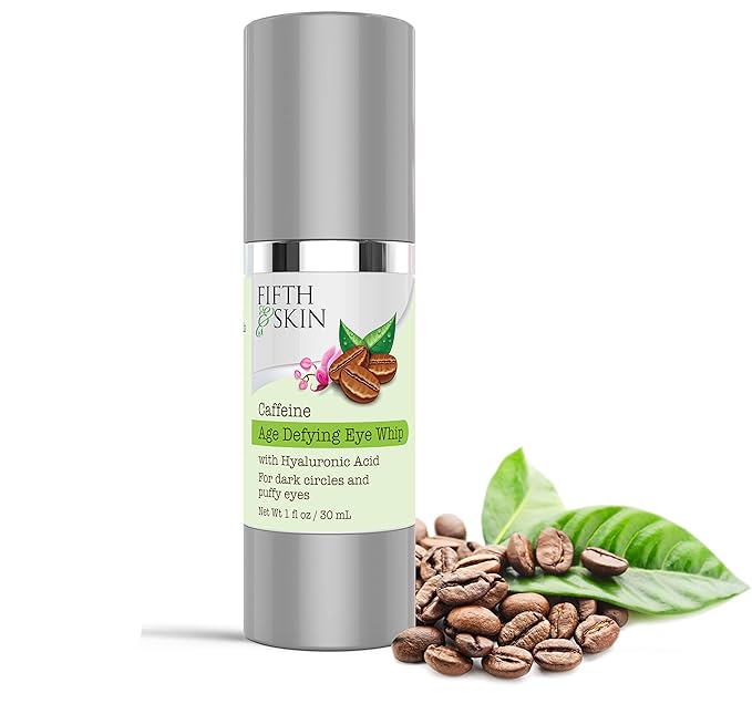 Fifth & Skin Caffeine Eye Cream – Made in USA! Eye Whip - 1 OZ - Natural - Organic – Vegan & Cruelty Free – for Puffy Eyes, Dark Circles, Fine Lines - w/Hyaluronic Acid