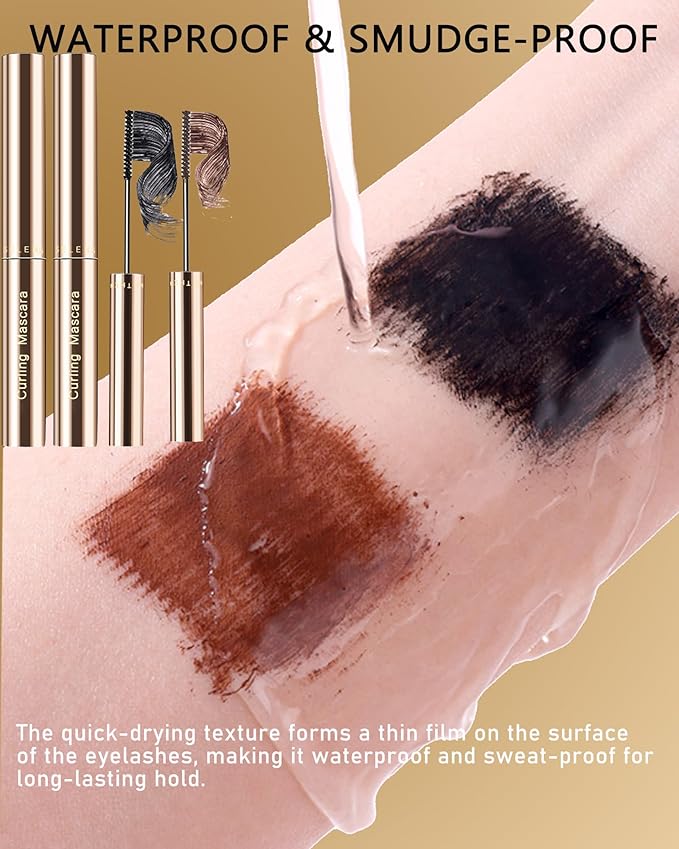 2PCS Brown Mascara for Older Women with Fine Short Lash,Extreme Length and Volume Waterproof Mascara Smudge-Proof,Ultra-Precise Slim Adjustable Brush Hypoallergenic for Mature Women Sensitive Eyes-02