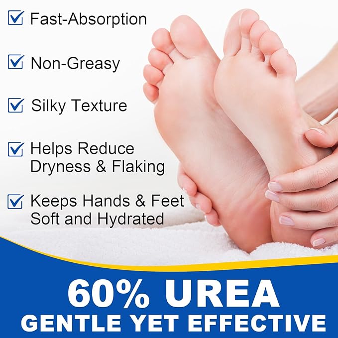 Urea Cream 60% with 2% Salicylic Acid Stick, 2Pack Urea Foot Cream for Dry Cracked Heels, Callus Remover, Hydrating and Softening Moisturizer for Feet, Hands, Knees, Elbows, Exfoliating Dead Skin