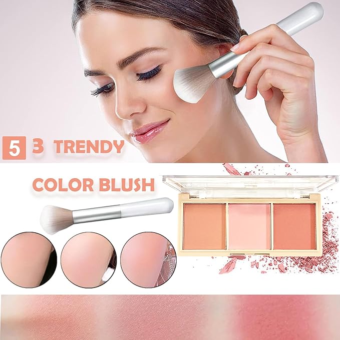 All in One Makeup Kit Full 12 Colors Naked Eyeshadow,2 Color Compact Powder,Liquid Foundation,Lipsticks, Blush,Eyebrow Soap,Winged Eyeliner Stamp,Makeup Gift Set for Women, Teens & Girls(Naked)