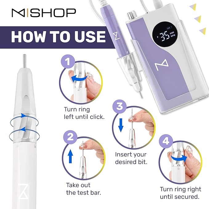 M – Ying Yang Brushless Nail Drill 35K RPM | Pro Cordless Efile 85W | Rechargeable USB-C Fast Charging | Portable Aluminum Alloy Shell | Quiet Low Vibration Tool for Acrylic Gel Nails (Green)