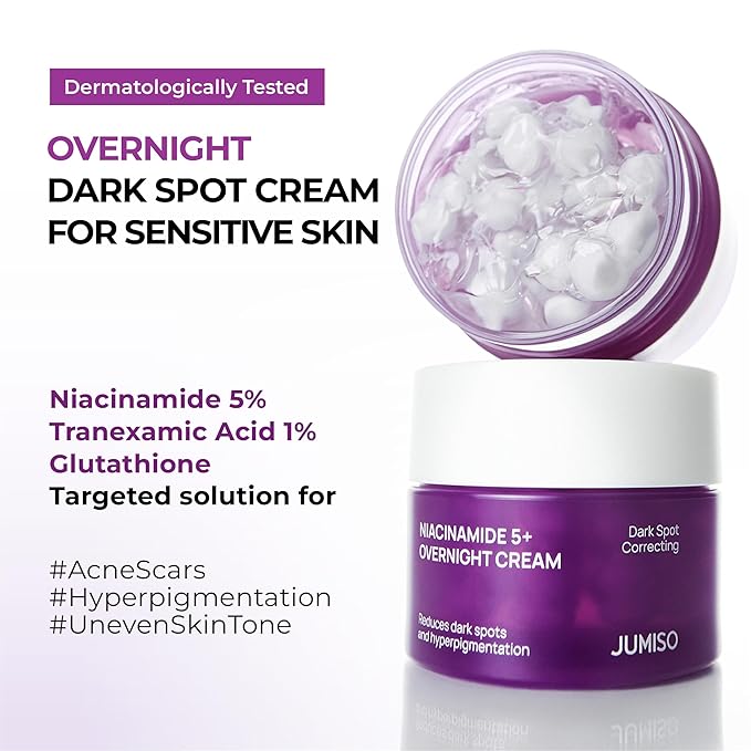 JUMISO Niacinamide 5+ Overnight Capsule Cream (50ml/1.69 fl oz) – Melting Capsule Sleeping Mask, 5% Niacinamide + 1% TXA + Glutathione, Tone Appearance Care for Glass Skin, Korean Skincare